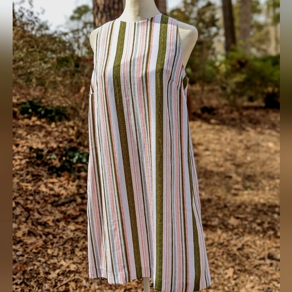 NWT Cremieux Split Back Striped Sleeveless Dress SZ 4 - Picture 1 of 11